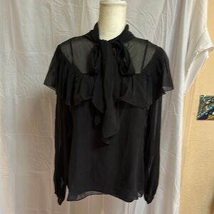 NWT J.Crew Elegant Black Sheer Women's Top with Camisole
